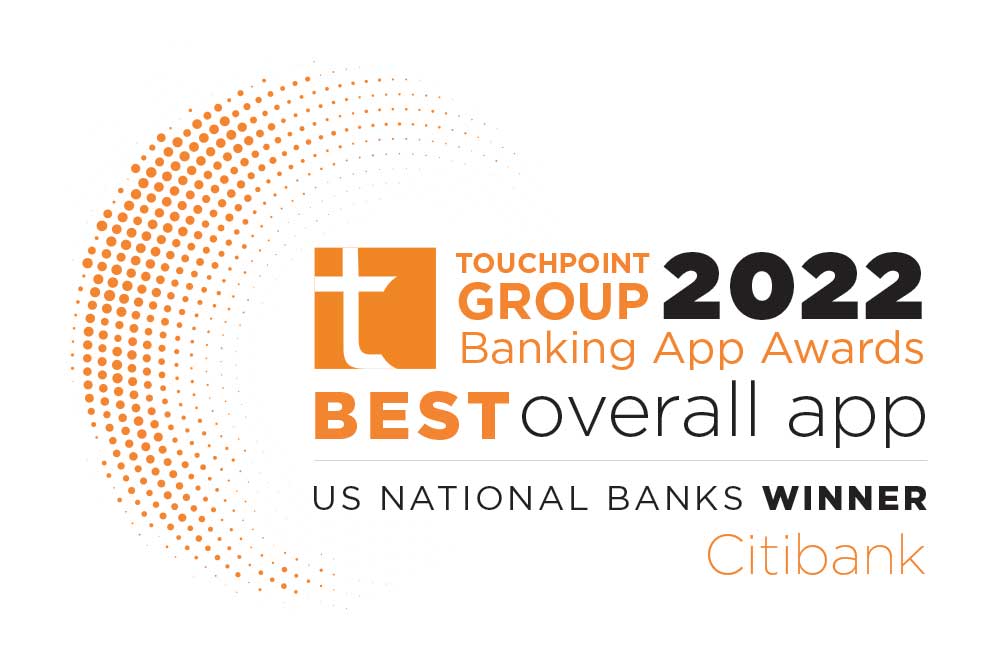 Touchpoint Group Banking App Award | Best Overall App | US National Banks Winner 2022: Citibank